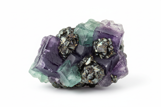 萤石闪锌矿标本 中型大小 高清 实拍 